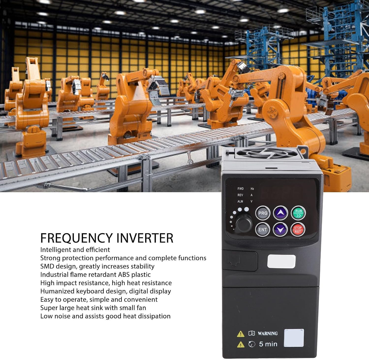 Jonlaki 2.2KW 3-Phase Frequency Converter Variable Drive Inverter 320-460V Input 0-380V Output with .5m Cable