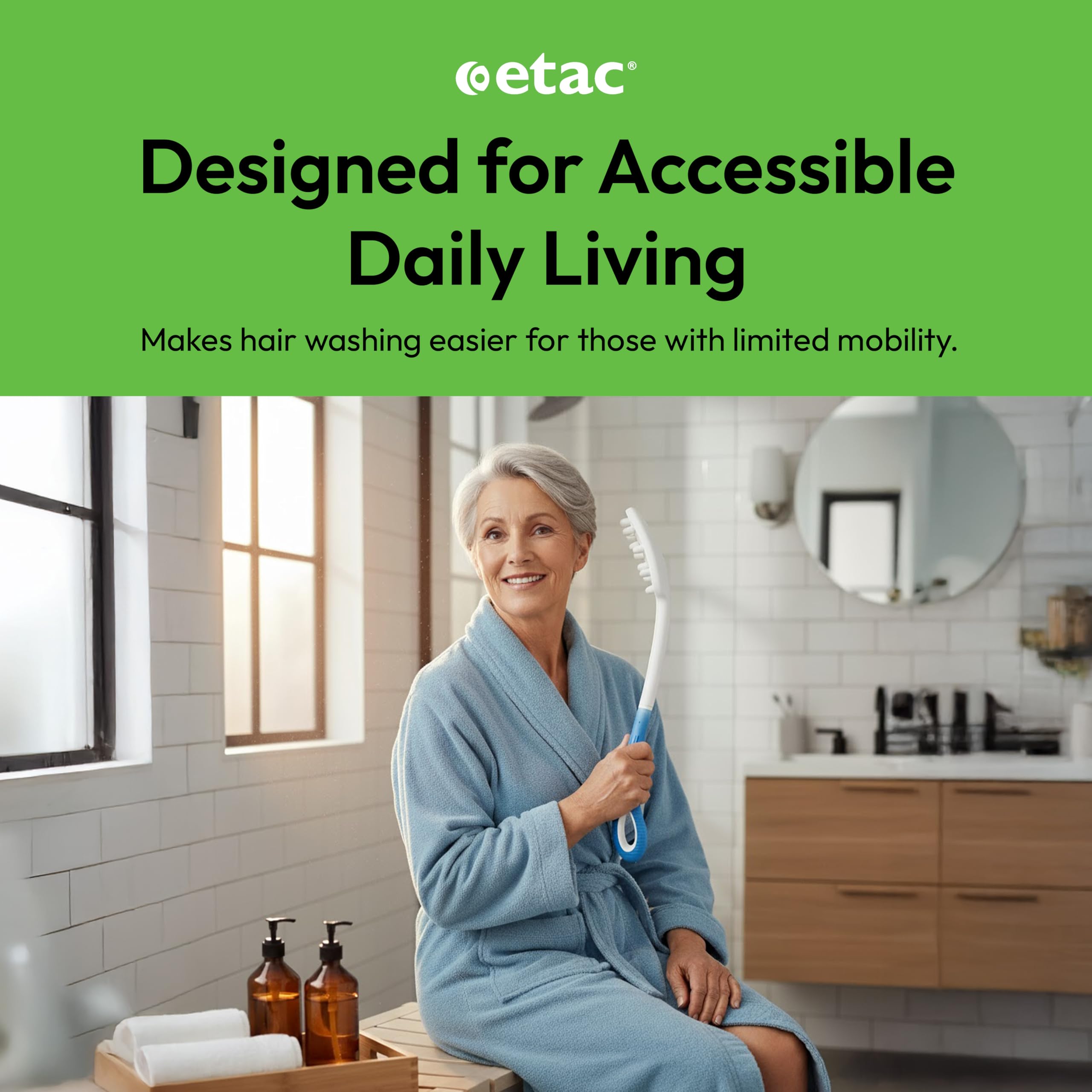 Etac Long Handled Beauty Hair Washer (Eligible for VAT relief in the UK), Bathing Aid, For Elderly/Injured/Handicapped, Provides Bathroom Assistance