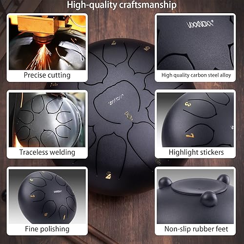 Miniatura 3 de Tambor de lluvia para jardín exterior, 6 pulgadas, 8 notas, tambor de lengua de acero, instrumento de percusión para yoga, meditación y terapia de