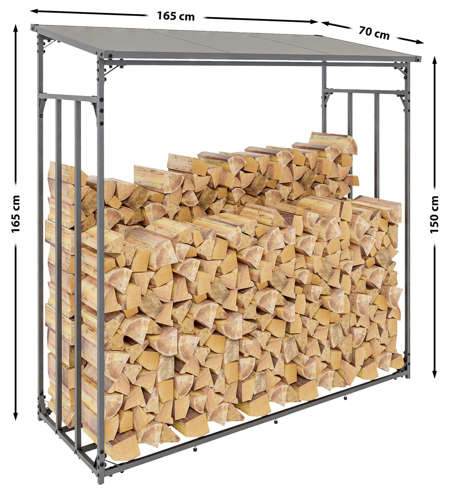 CLP Kaminholzunterstand Ruston Aluminium I Kaminholzregal Anthrazit I Holzlager Aus Aluminium I Feuerholzregal Für Außen, Größe:XL