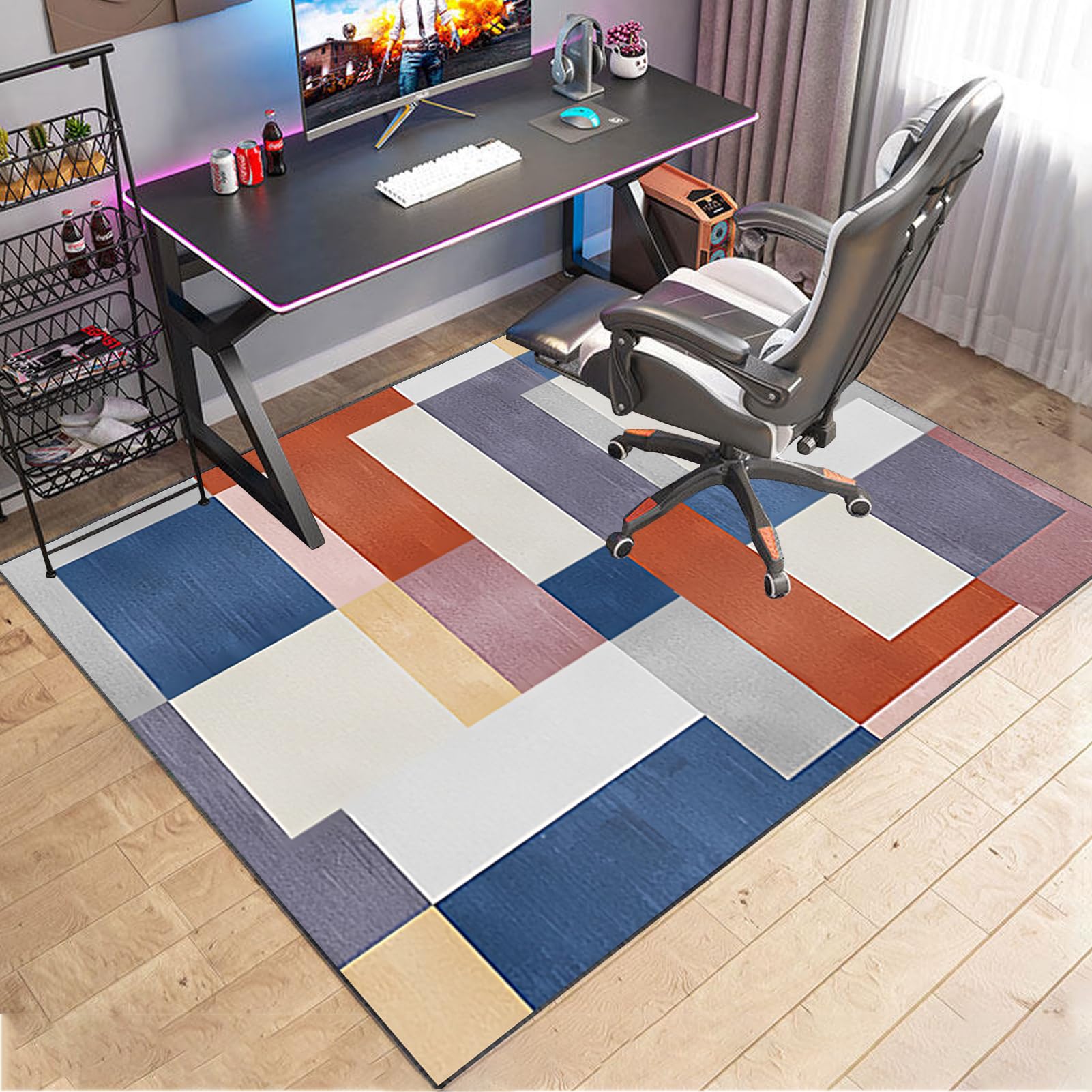VETCS Gaming Stuhl Unterlage, Bürostuhl Unterlage, Bodenschutz Matte für Bürostuhl, Schreibtischstuhl Unterlage für zu Hause, Bodenschutzmatte für Hartböden, Gaming Teppich für Parkett 120 x 160 cm