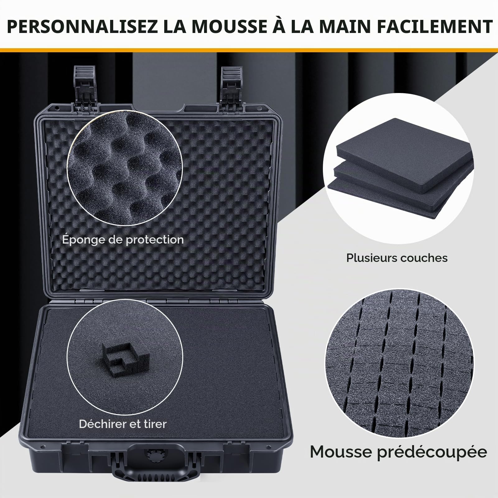Lykus HC-4010 Étui Étanche avec Mousse, Taille Intérieure 39x31.5x10.1cm | IP67 Étanche, Mousse Personnalisable, Convient aux Appareils Photo, Objectifs, Équipements et Plus