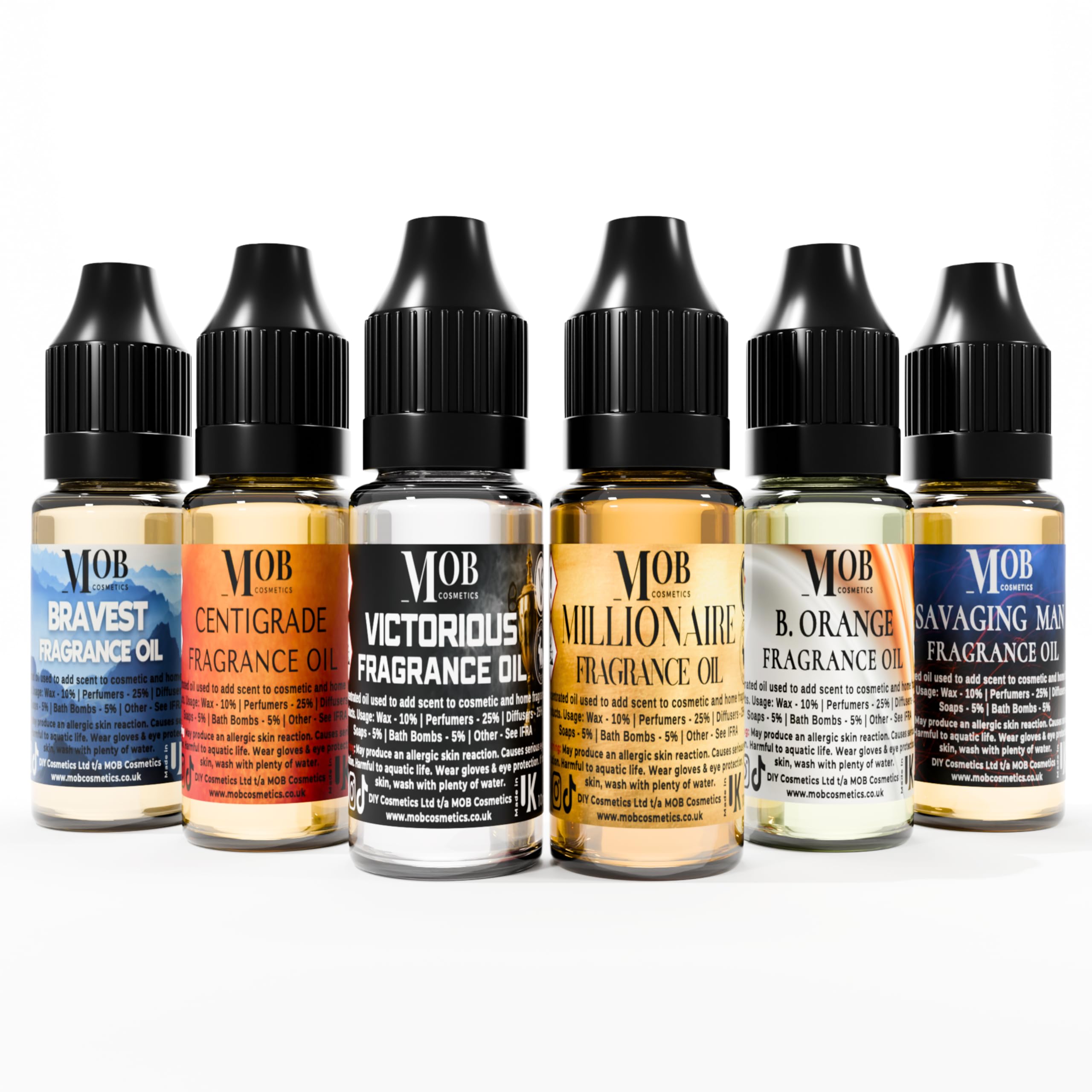 6 x 10mL Luxury and Designer Fragrance Oil Sets - Highly Concentrated Suitable for Soaps, Bath Bombs, Candles, diffusers, Wax Melts and Sprays (Men's Designer)