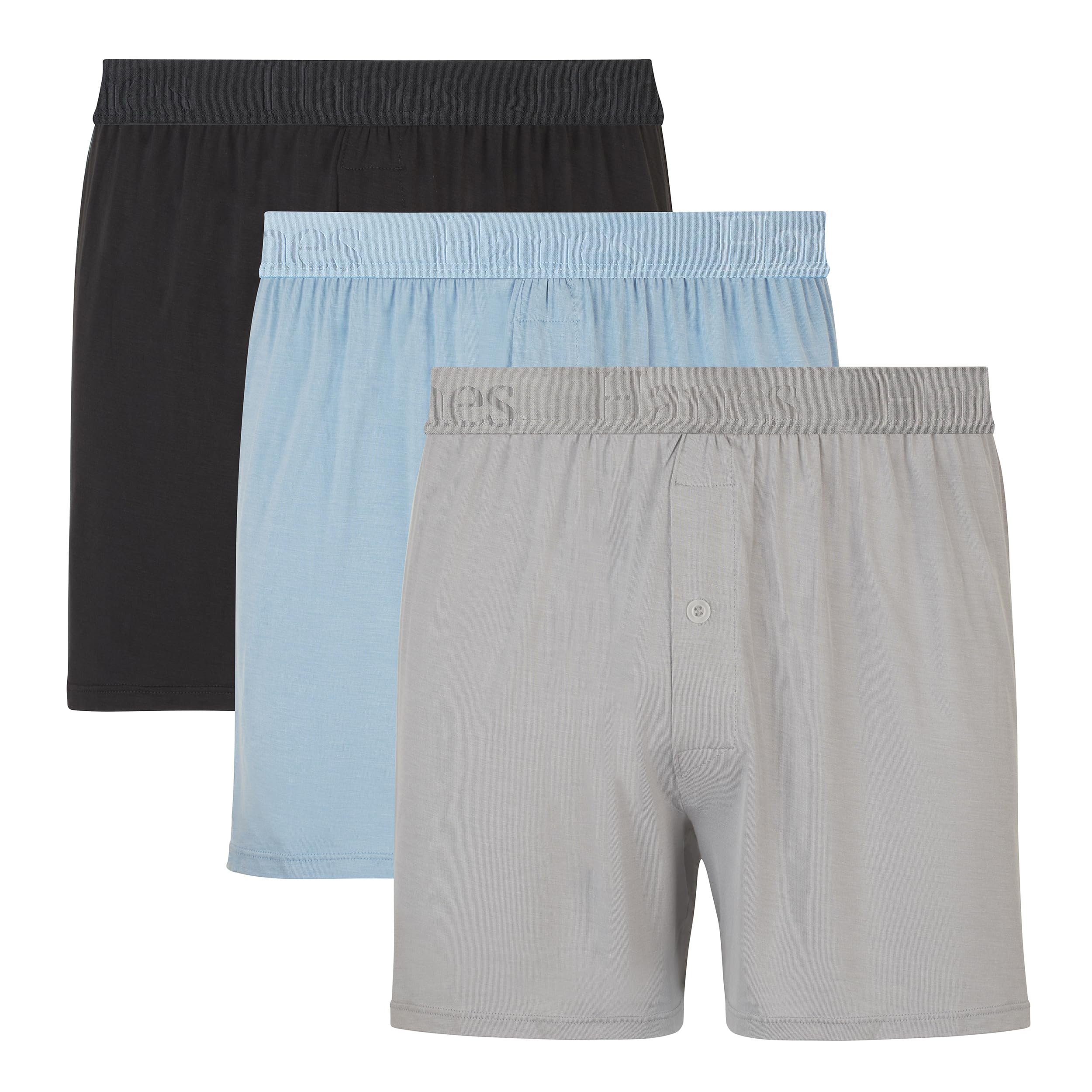 HanesMen's Originals Knit Boxers, Supersoft Bamboo from Viscose Underwear, 3-Pack