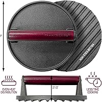 Vista 3 de Prensa de tocino de hierro fundido de 7 pulgadas, redonda y rectangular, prensa de hierro fundido de 8 x 4 pulgadas, prensa de carne para tocino