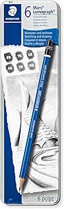 Staedtler Lumograph Graphite Drawing and Sketching Pencils 100G6, Set of 6 Degrees in an Attractive Storage Tin (100G6)