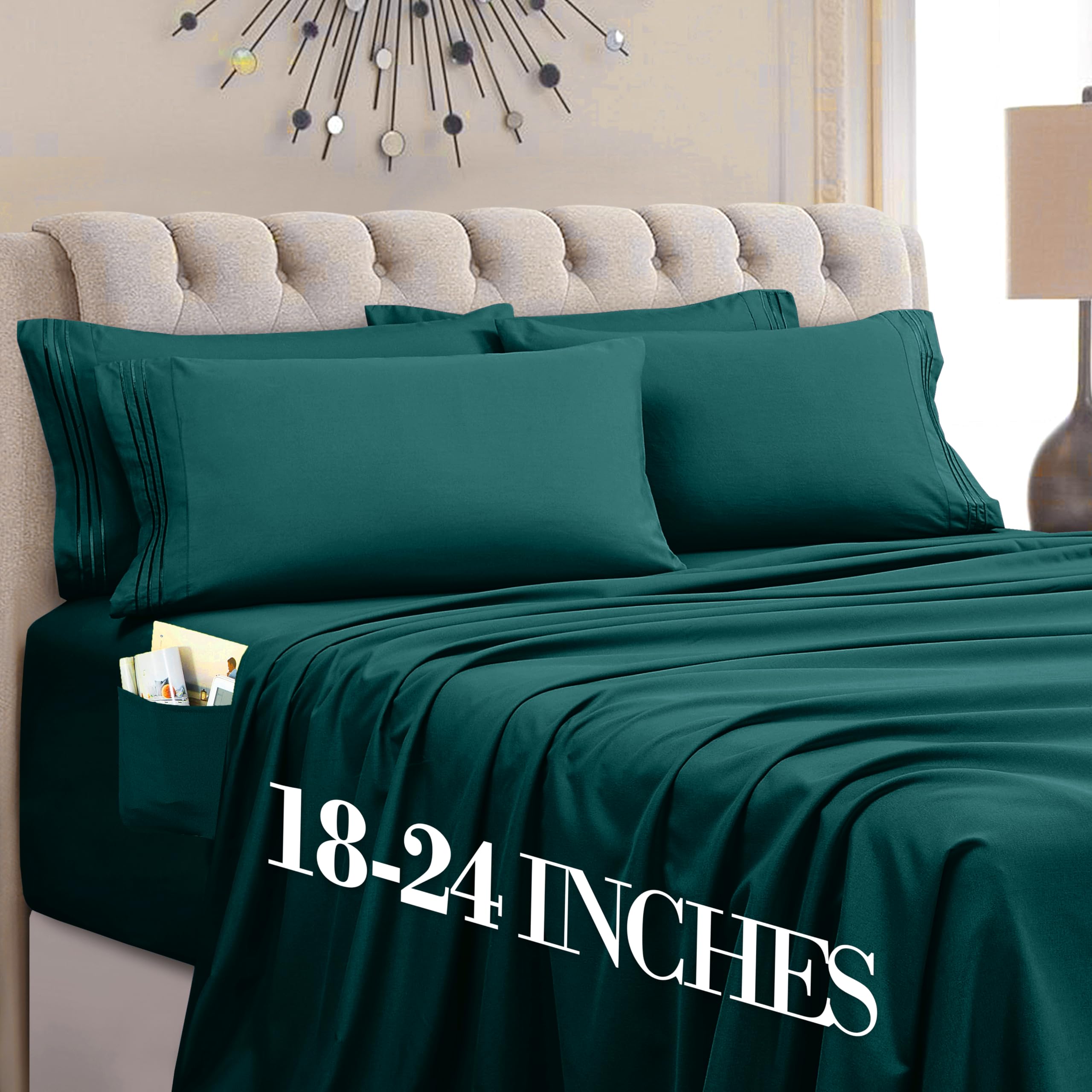 Mocassi Luxury 4-Piece Sheet Set, Ultra Soft 1800 Premium Hotel Quality Microfiber Sheet Set, Fits Mattresses Up to 18 to 24 Inches Extra Deep Pocket - Breathable and Secure Fit, Twin, Marine Blue