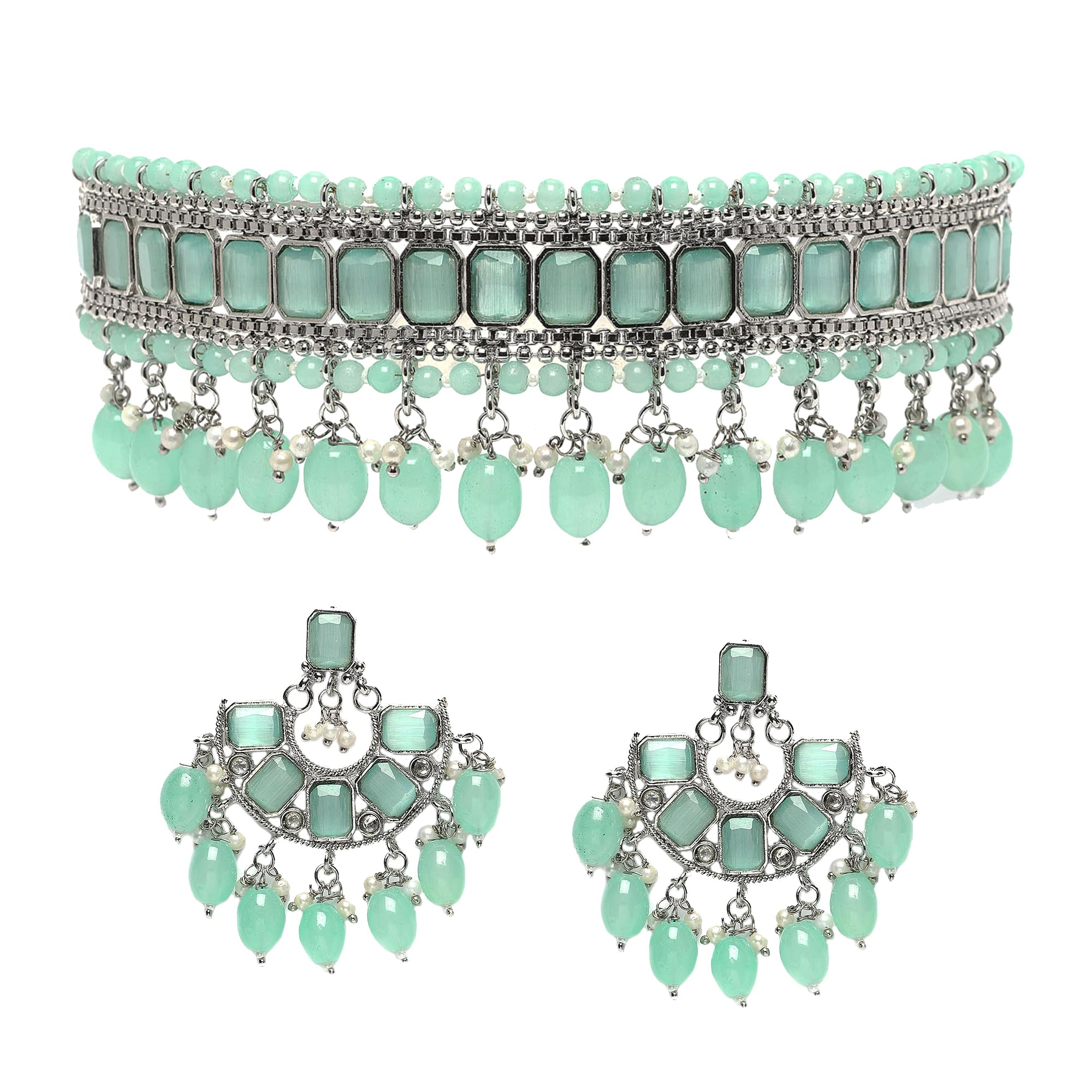 See full amazon price history chart for ZENEME Fashion Jewellery Antique Oxidised Silver Plated Green & Pink Stone-Studded Traditional Choker Necklace With Earrings Jewellery For Women & Girls (Sea Green) ZENEME Fashion Jewellery Antique Oxidised Silver Plated Green & Pink Stone-Studded Traditional Choker Necklace With Earrings Jewellery For Women & Girls (Sea Green) (B0CGVM8B1M) Amazon Price History, Amazon Price Tracker