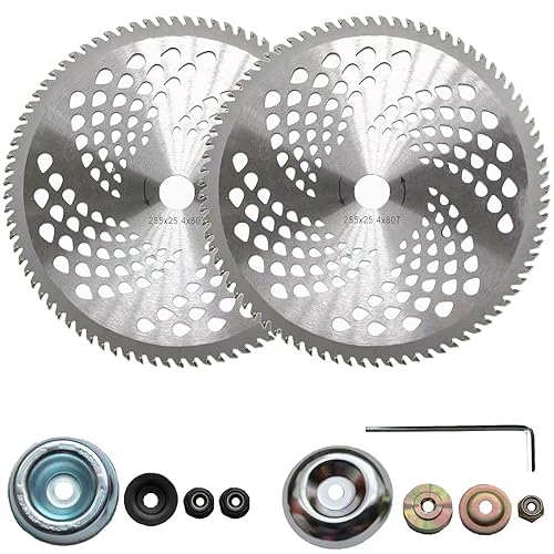 Cuchillas cortadoras de cepillo de punta de carburo de 10 pulgadas x 80T, 2 juegos, 10 pulgadas, 80 dientes de acero inoxidable, cabeza de malezas,