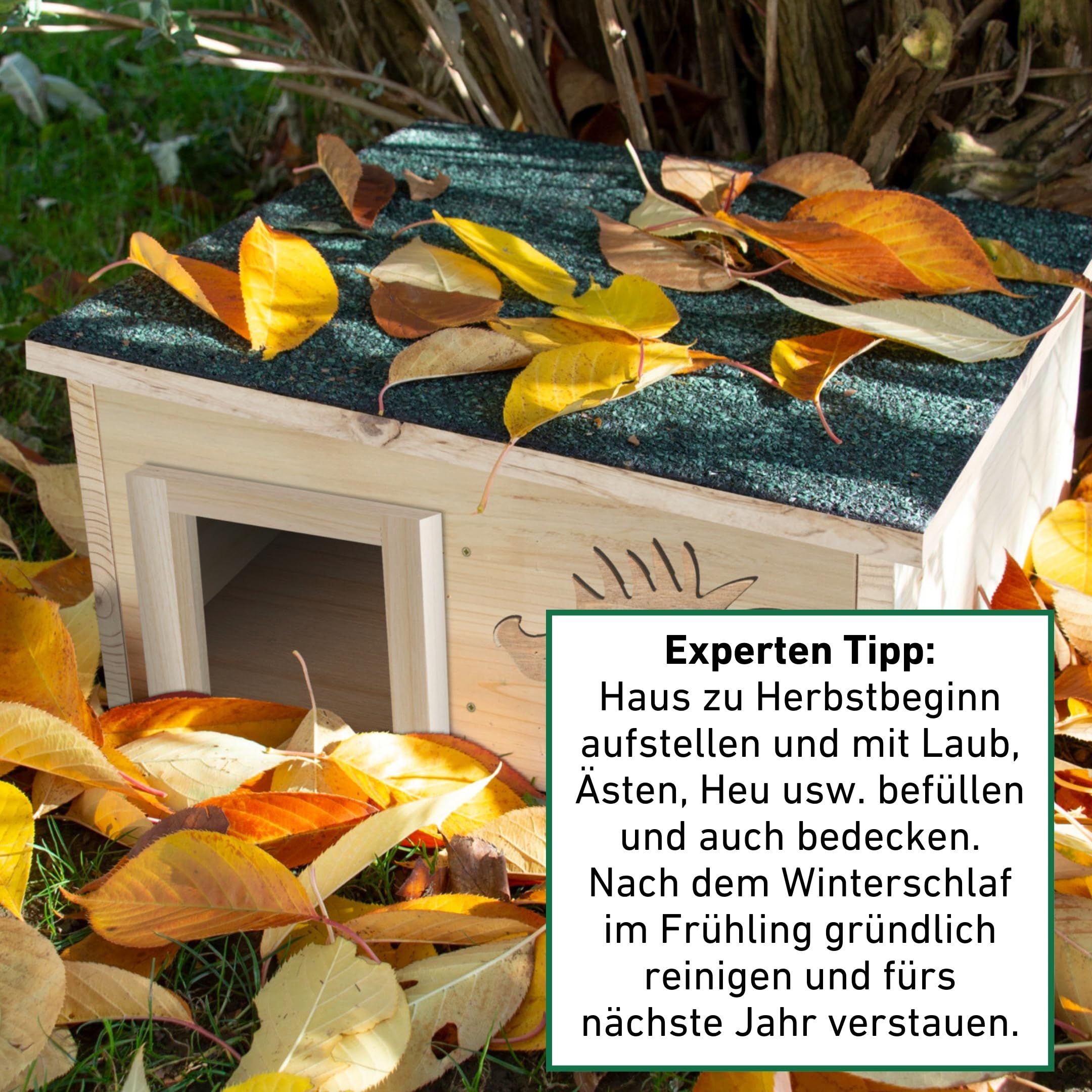 Windhager Igelhaus Bausatz aus Massivholz | Igelfutterhaus, Igelhäuschen, Igelhotel mit abnehmbarem Dach, Winter- und Schlafquartier für Igel, 40 x 40 x 19 cm | FSC Zertifiziert | wetterfest