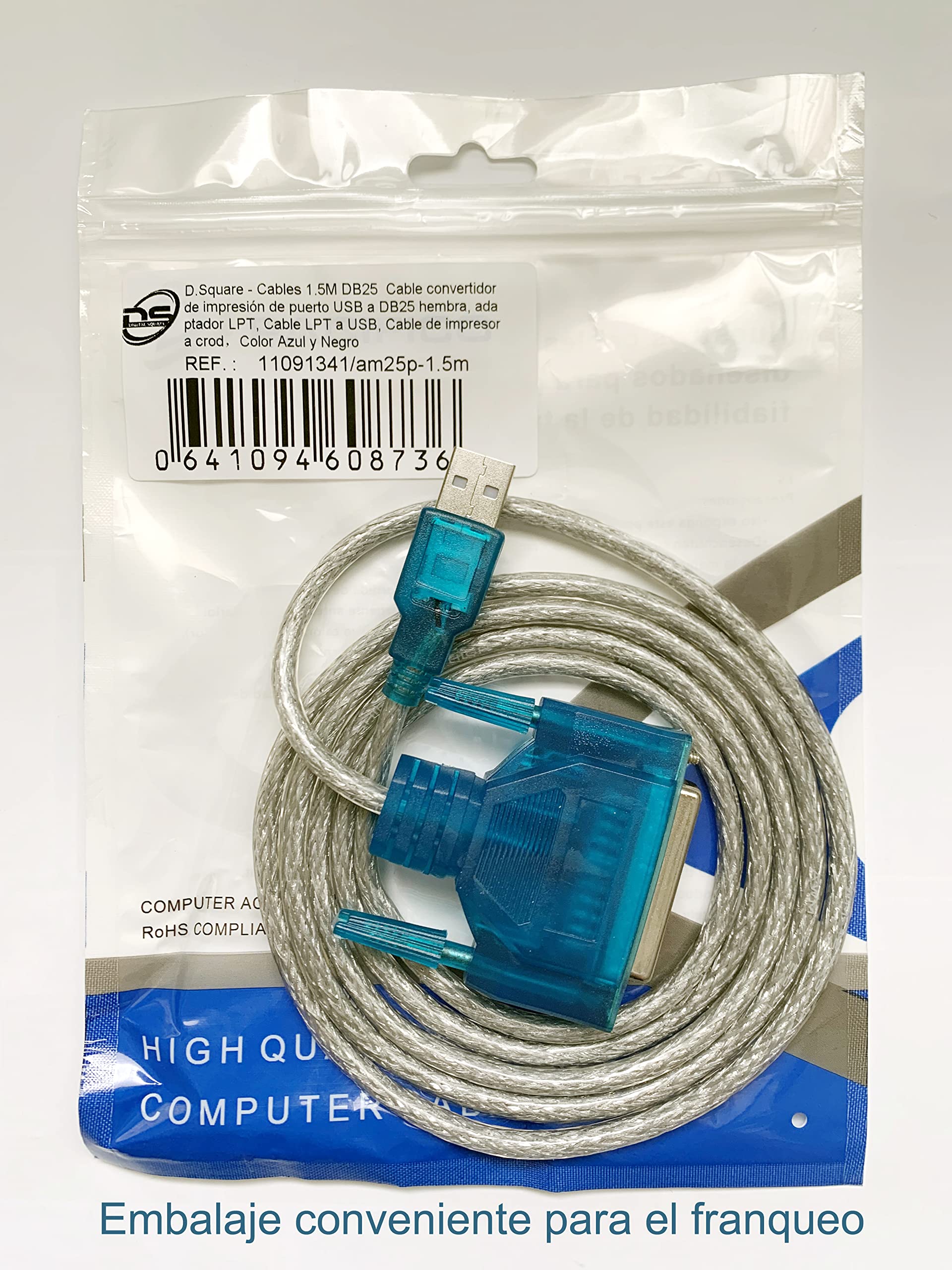 Adattatore cavo parallelo stampante USB maschio a porta parallela LPT BD25F 90 cm per collegare PC, stampante di biglietti, per HP Laserjet ecc.