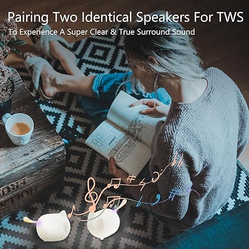 Miniatura 7 de gingo Kitty Speaker Bluetooth Mini altavoz inalámbrico portátil con claridad estéreo, micrófono integrado, súper graves, potente sonido de relleno