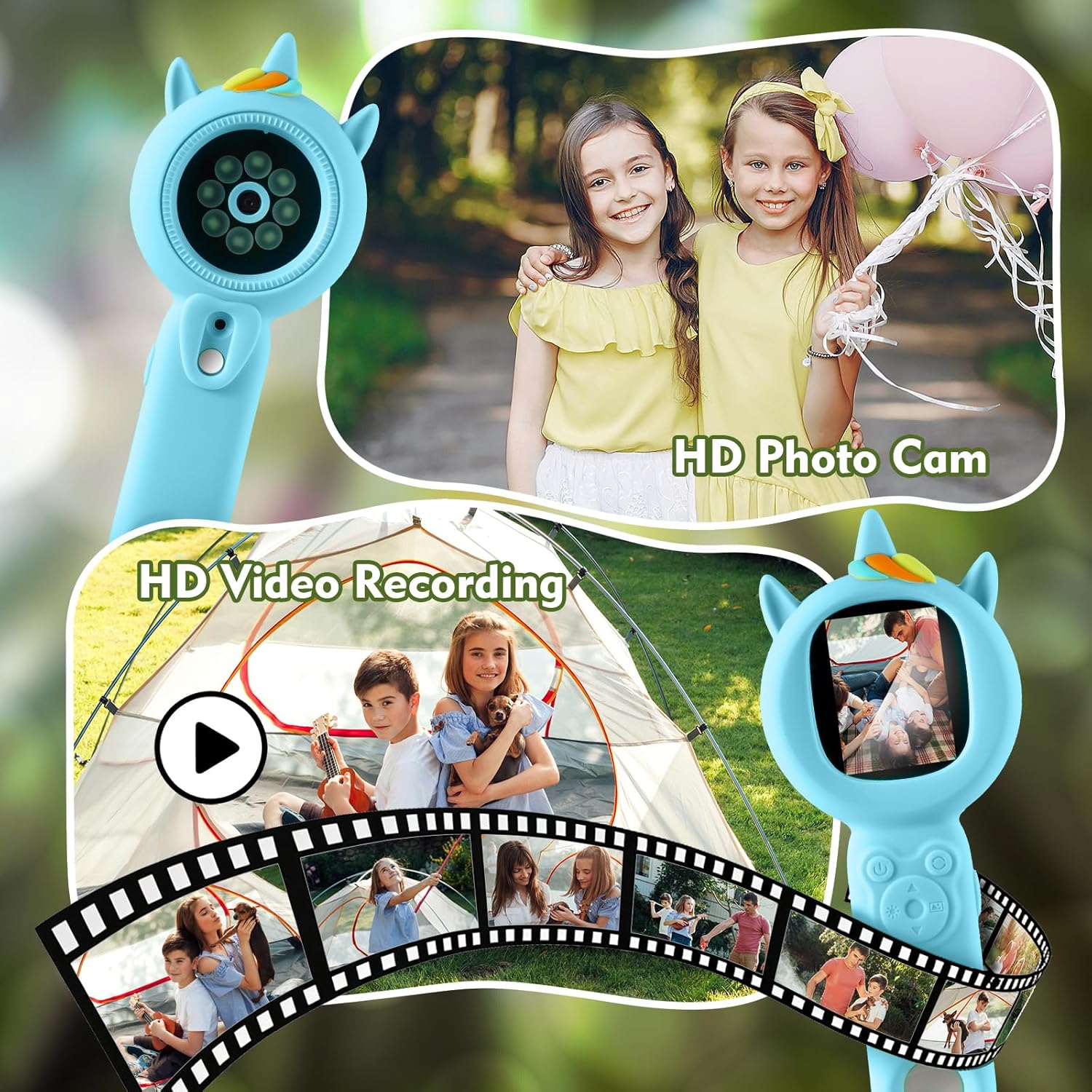 Kids Microscope- 500x Magnification,16X Zoom,Handheld Microscope for Kids with HD Cam,Portable Science Learning Tool,Christmas Birthday Gifts for Boys Girls Aged 3-12 （Blue）