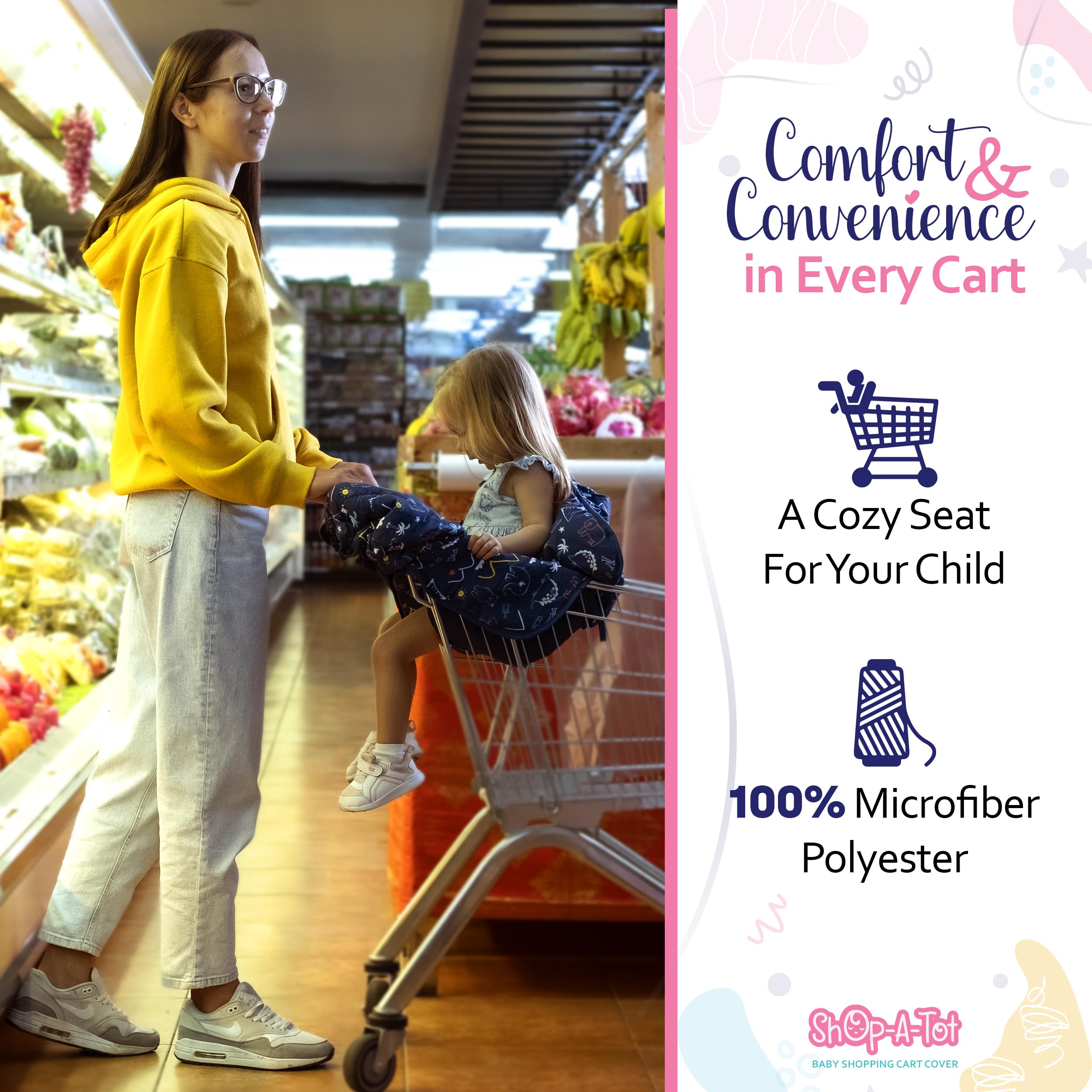Shop-A-Tot Shopping Cart Cover for Baby - Padded High Chair Cover with Sealable See-Through Windows & Toys