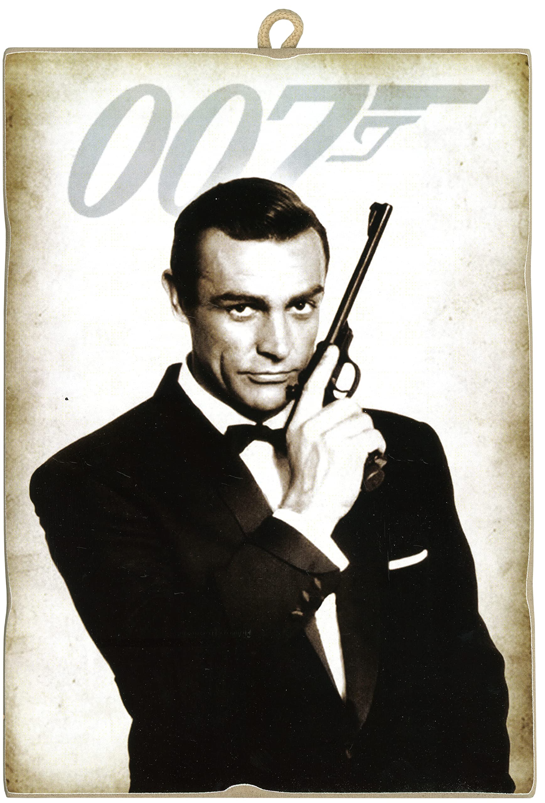 KUSTOM ART James Bond 007 Tableau quadrillage de style vintage (Sean Connery) de collection Impression sur bois, pour décoration de restaurant Pizzeria Bar Hôtel