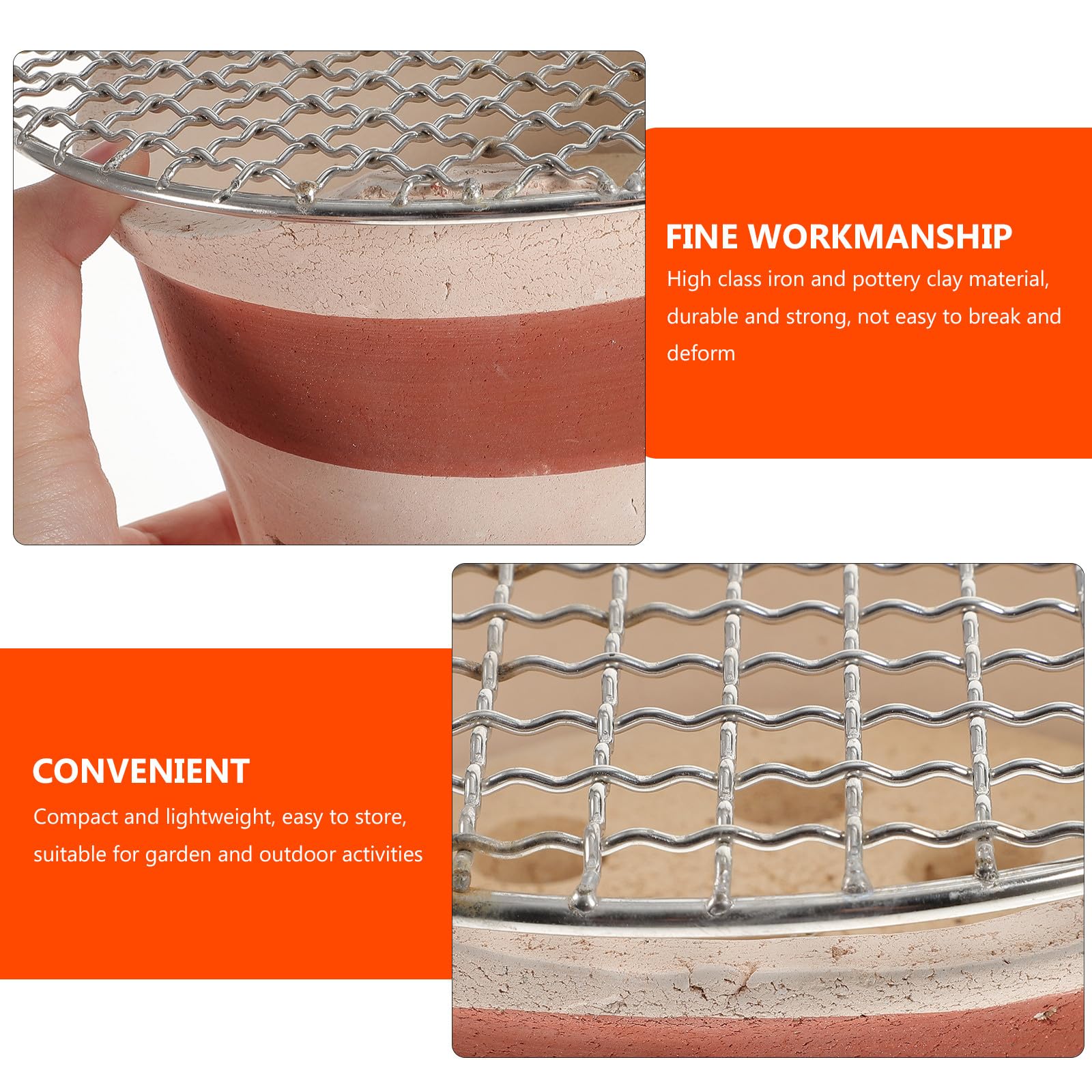 Kompaktowy ceramiczny mini grill z węglem drzewnym o losowym kolorze, idealny na piknik kempingowy i do ogrodu - przenośne narzędzie do gotowania na zewnątrz i sprzęt do grillowania