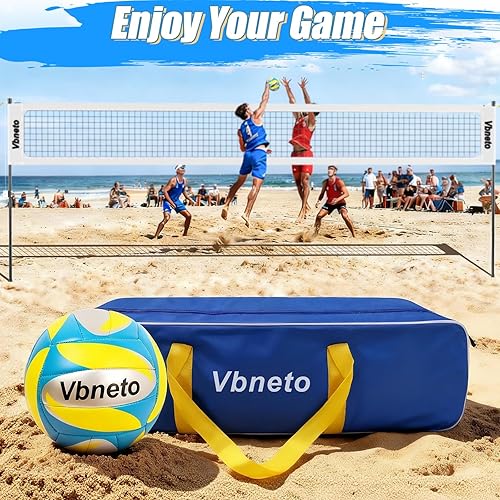 Miniatura 6 de Red de voleibol para patio trasero, red ajustable resistente y antideslizante para exteriores con sistema de cabrestante, juego de voleibol de playa