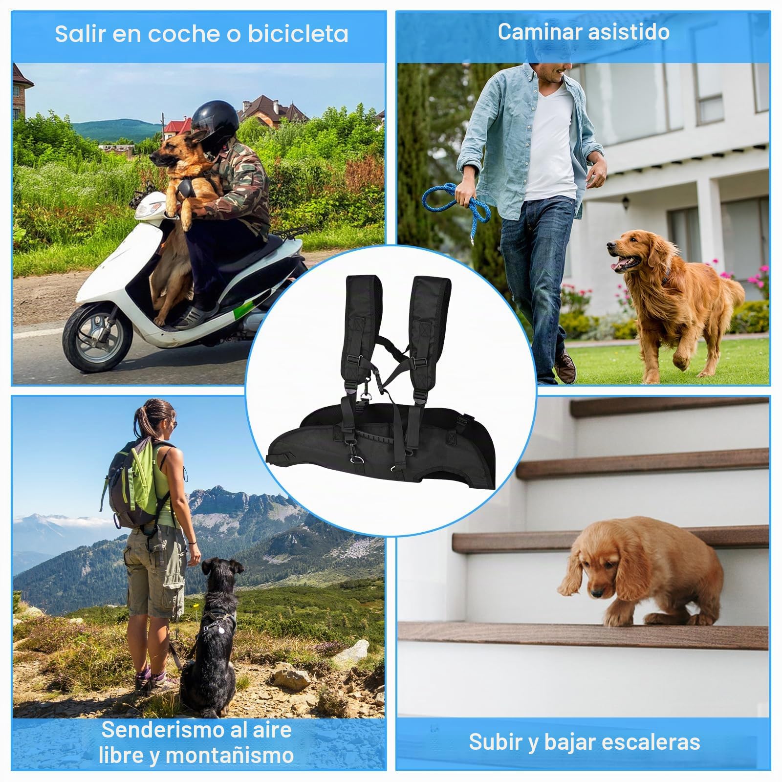 Arnés de elevación para perros grandes, mochila de emergencia, mochila para perros con asas, soporte de seguridad para discapacitados, heridos o medianos perros mayores L