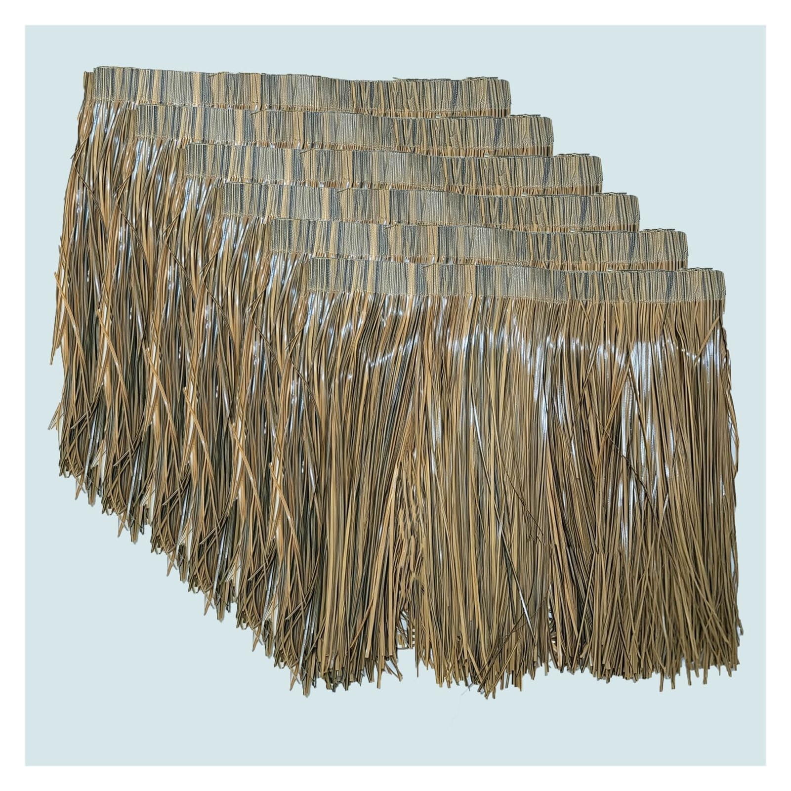 Tejas de paja artificial para crear un cenador tropical único con este set de 8 paneles cuadrados