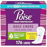 Daily Liners&comma; Incontinence Panty Liners for Bladder Leaks&comma; 2 Drop Very Light Absorbency&comma; Long Length&comma; 176 Count of Pantiliners &lpar;4 Packs of 44&rpar;&comma; Packaging May Vary