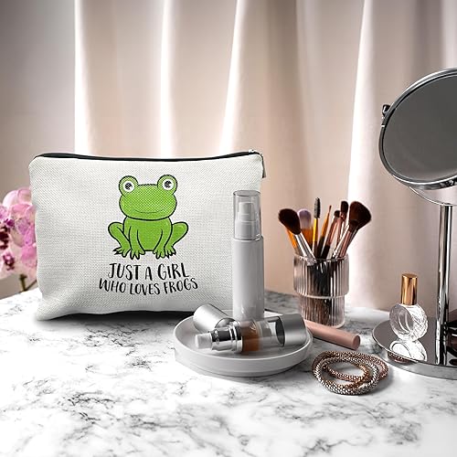 Miniatura 2 de Bolsa de cosméticos de maquillaje de rana, Just a Girl Who Loves Frogs Makeup Travel Neceser de viaje, regalos para los amantes de las ranas,