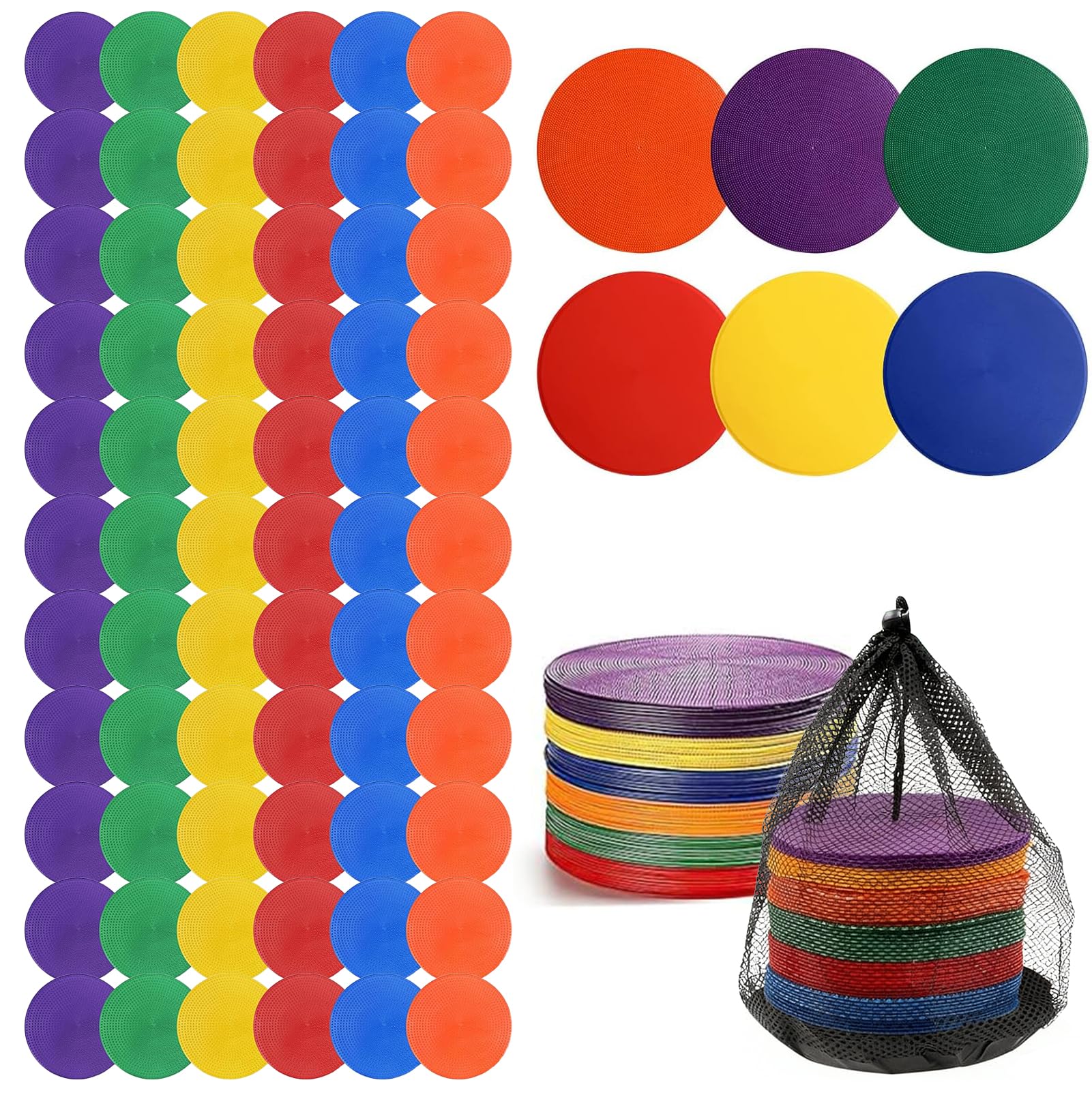 Lot de 60 disques de marquage antidérapants 15 cm sac filet noir football gymnastique handball basketball