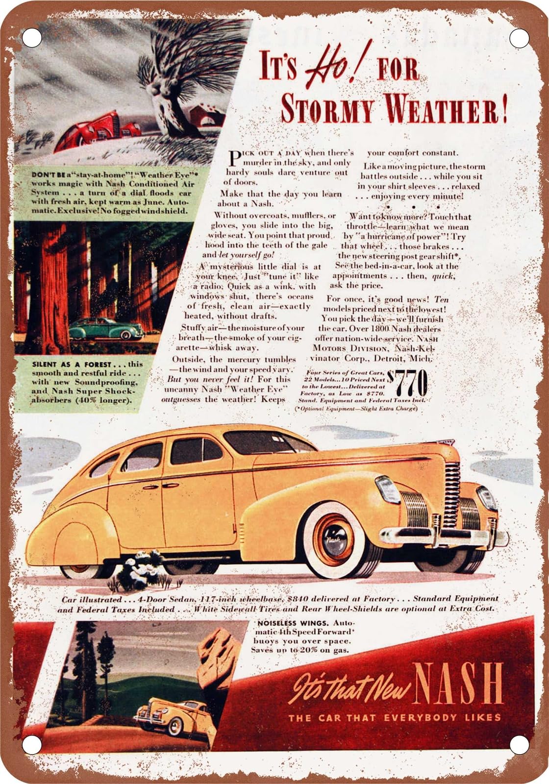 METAL SIGN - 1939 Nash Vintage Ad 03 - Old Retro Rusty Look home decor