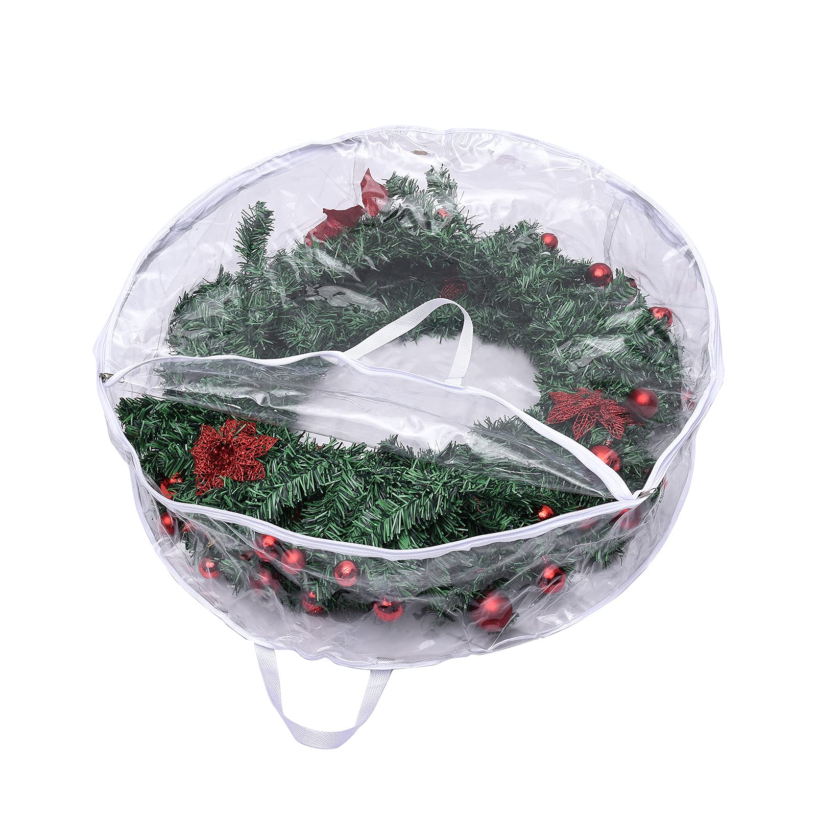 Ddewing Christmas Wreath Storage Bag Christmas Wreath Storage Container Wreath Storage Bag Clear Wreath Storage Bags for Xmas Seasonal Thanksgiving Holiday Artificial Wreath Storage(#6)