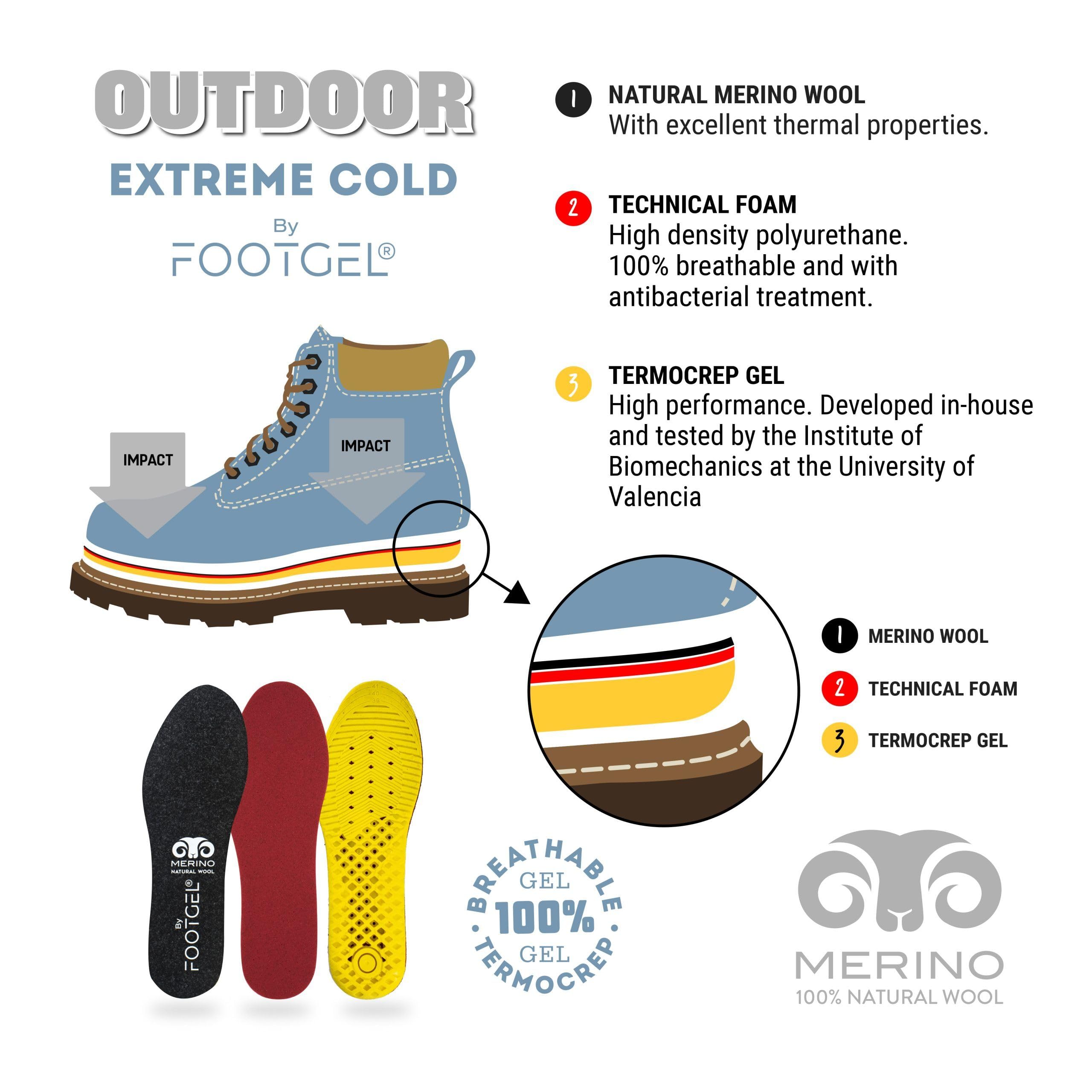 Plantillas Termicas Outdoor Winter | Plantillas Calefactables de Lana Merino Hombre/Mujer, Deportivas, Invierno | Aislantes Térmicas, Estabilizadoras y Amortiguadas | Tallas 35 a 38