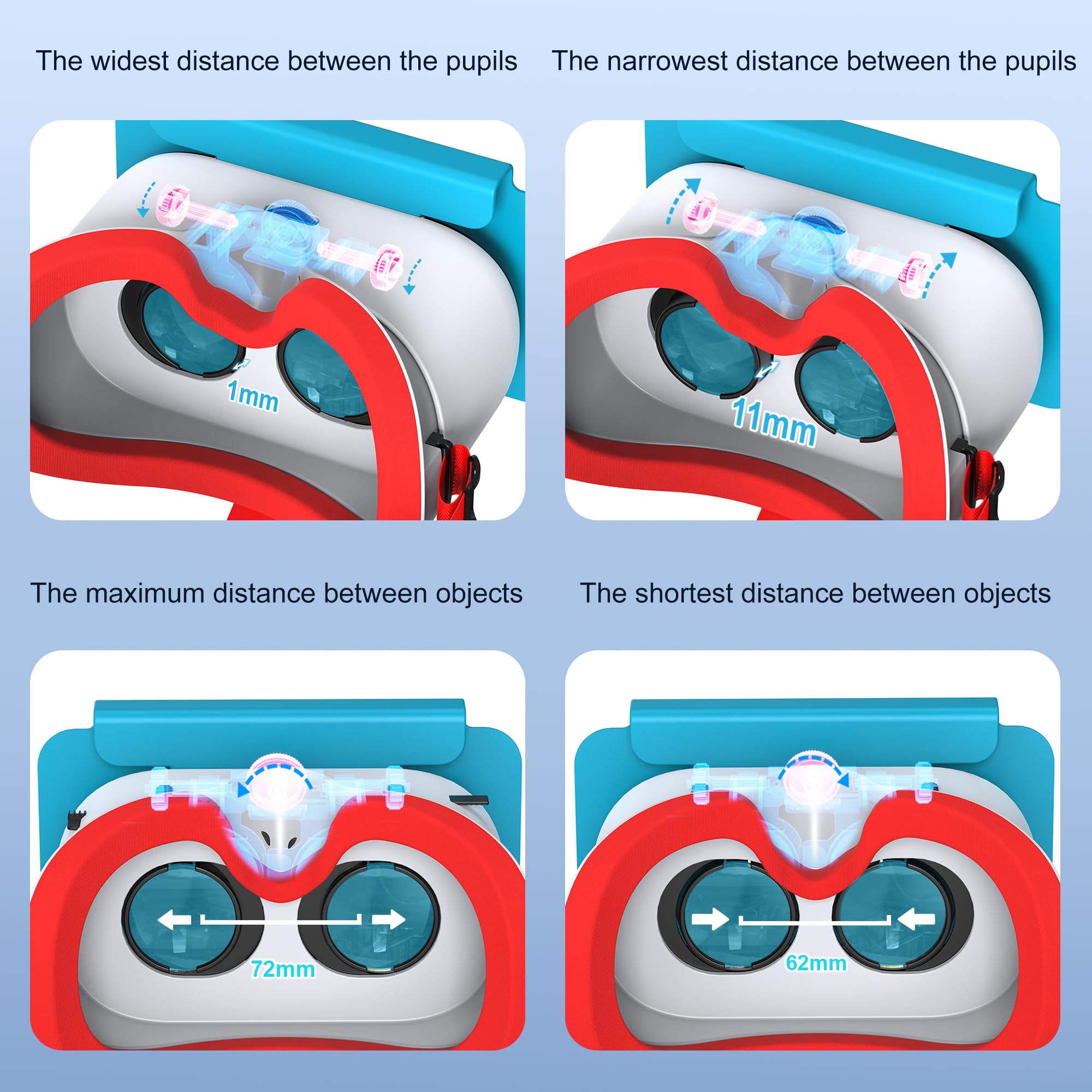 Casque de réalité virtuelle pour Nintendo Switch 2 avec objectifs HD réglables et sangle de tête confortable, lunettes 3D pour accessoires Switch 2 (bleu blanc)