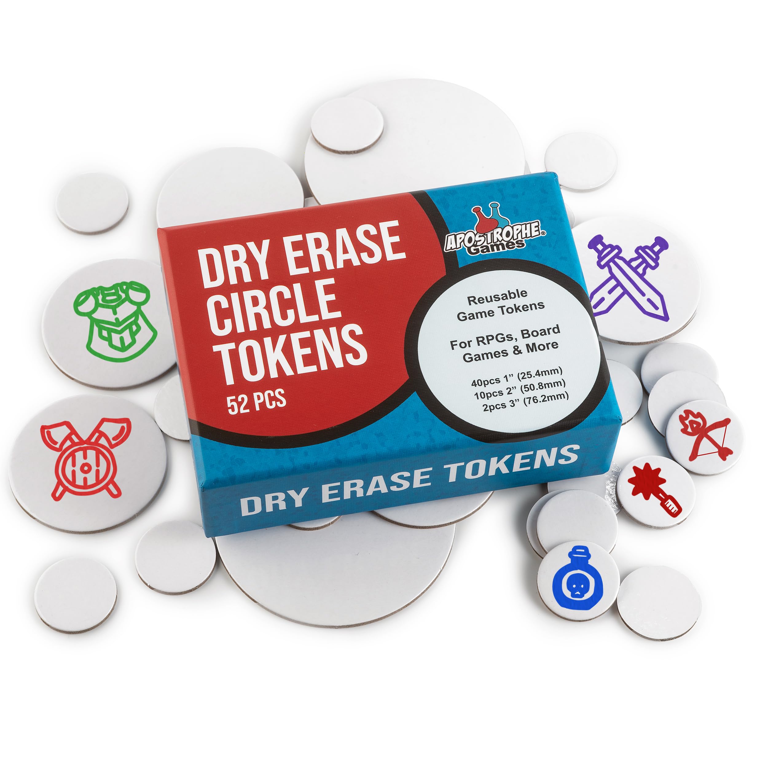 Apostrophe Games Dry Erase Tokens - 52 Reusable Board Game Pieces (1