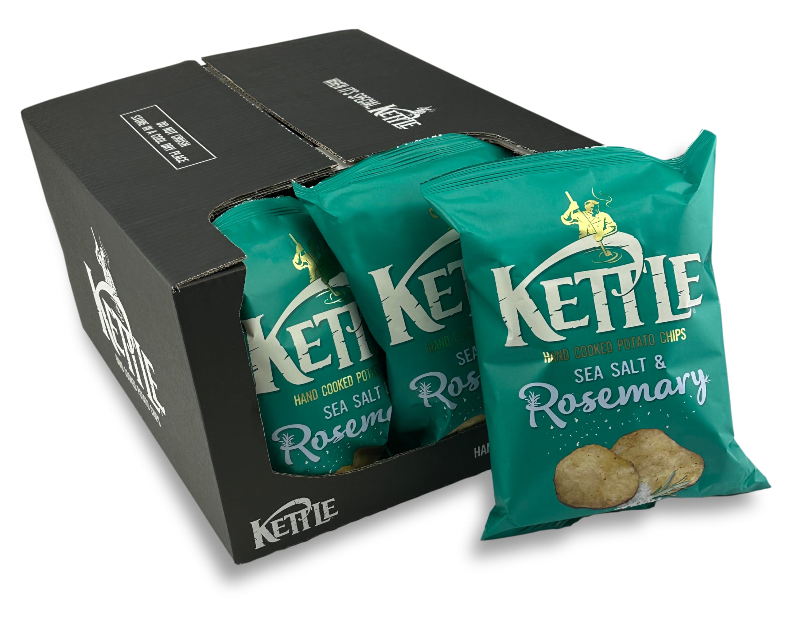 Kettle Chips Sea Salt & Rosemary, hand-frittierte Kessel-Chips, in unterschiedlichen Geschmacksrichtungen 10x 130 g