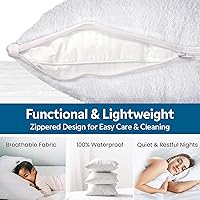 Vista 5 de Guardmax Protector de almohada de algodón de rizo con cremallera, tamaño estándar, paquete de 2 unidades, 100% impermeable, a prueba de chinches, a