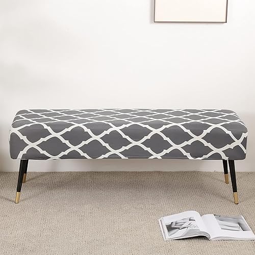 Miniatura 7 de SearchI Cover Products - Paquete de 4 fundas de asiento para sillas de comedor, fundas de asiento elásticas impresas para sillas (gris)