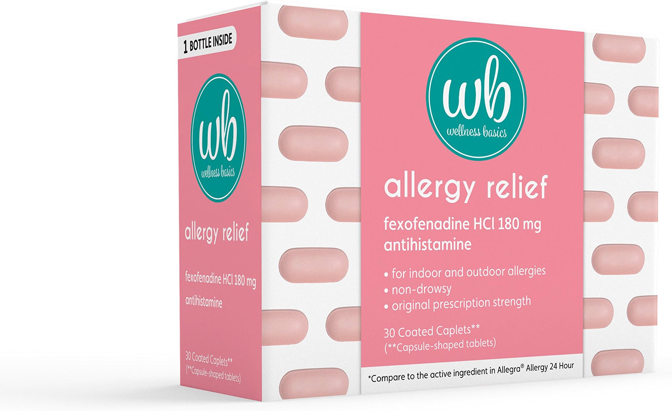 Wellness Basics Allergy Relief Fexofenadine HCL (180mg Tablet), 30 Count