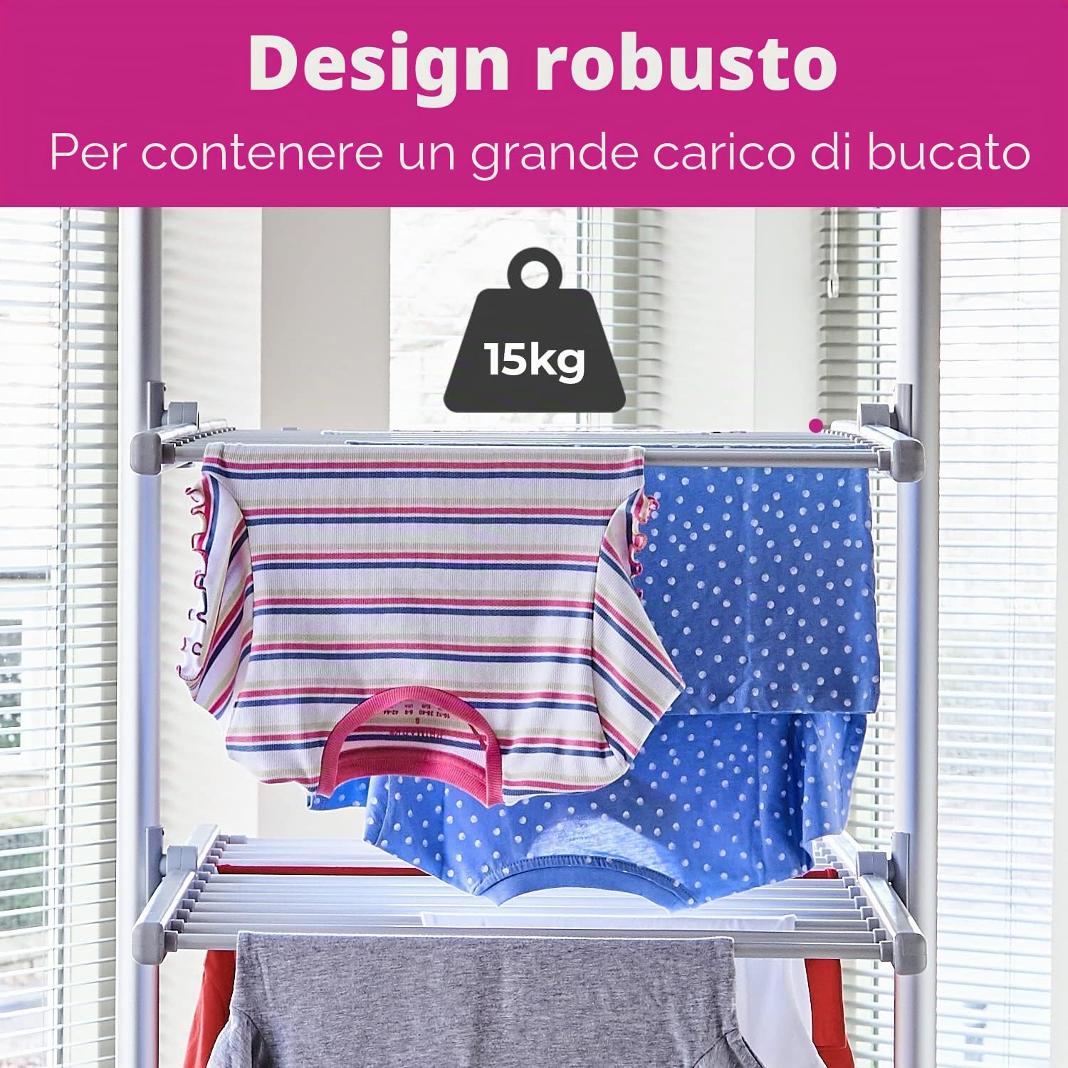 Neo Stendibiancheria elettrico a 3 livelli XL grande, pieghevole, per interni, portatile, riscaldato, con 36 binari da 147 cm