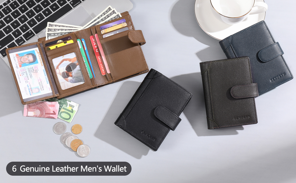 Amazon.com: SENDEFN Wallet for Men RFID Blocking Bifold Leather