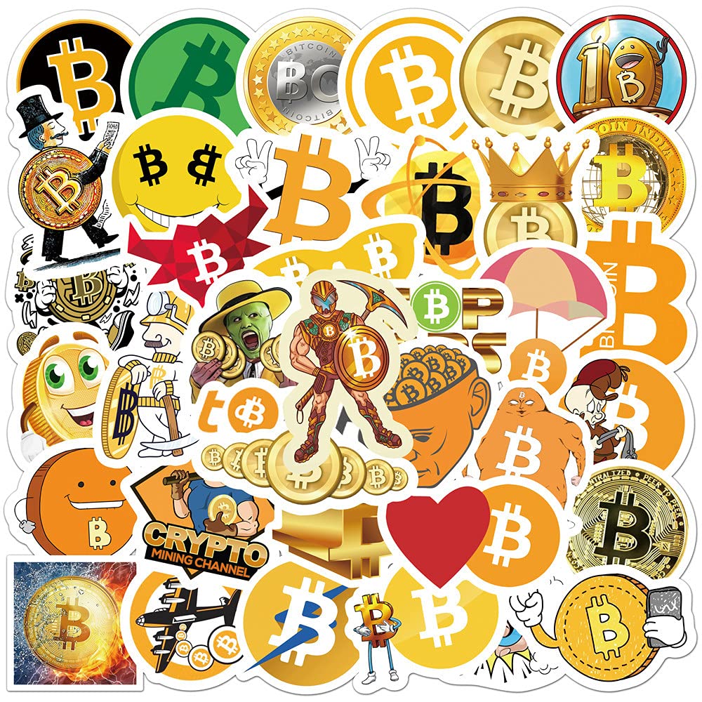 50PCS Stickers for Dogecoin,Cryptocurrency,Crypto,Bitcoin Stickers,Teens Boys and Girls Sticker Pack Vinyl Skateboard Guitar Door Laptop Luggage Car Bike Water Bottle Birthday Party Supplies Stickers
