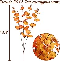 Vista 4 de 10 piezas de decoración de otoño para el hogar, flores artificiales, plantas falsas, Acción de Gracias, decoración de otoño al aire libre