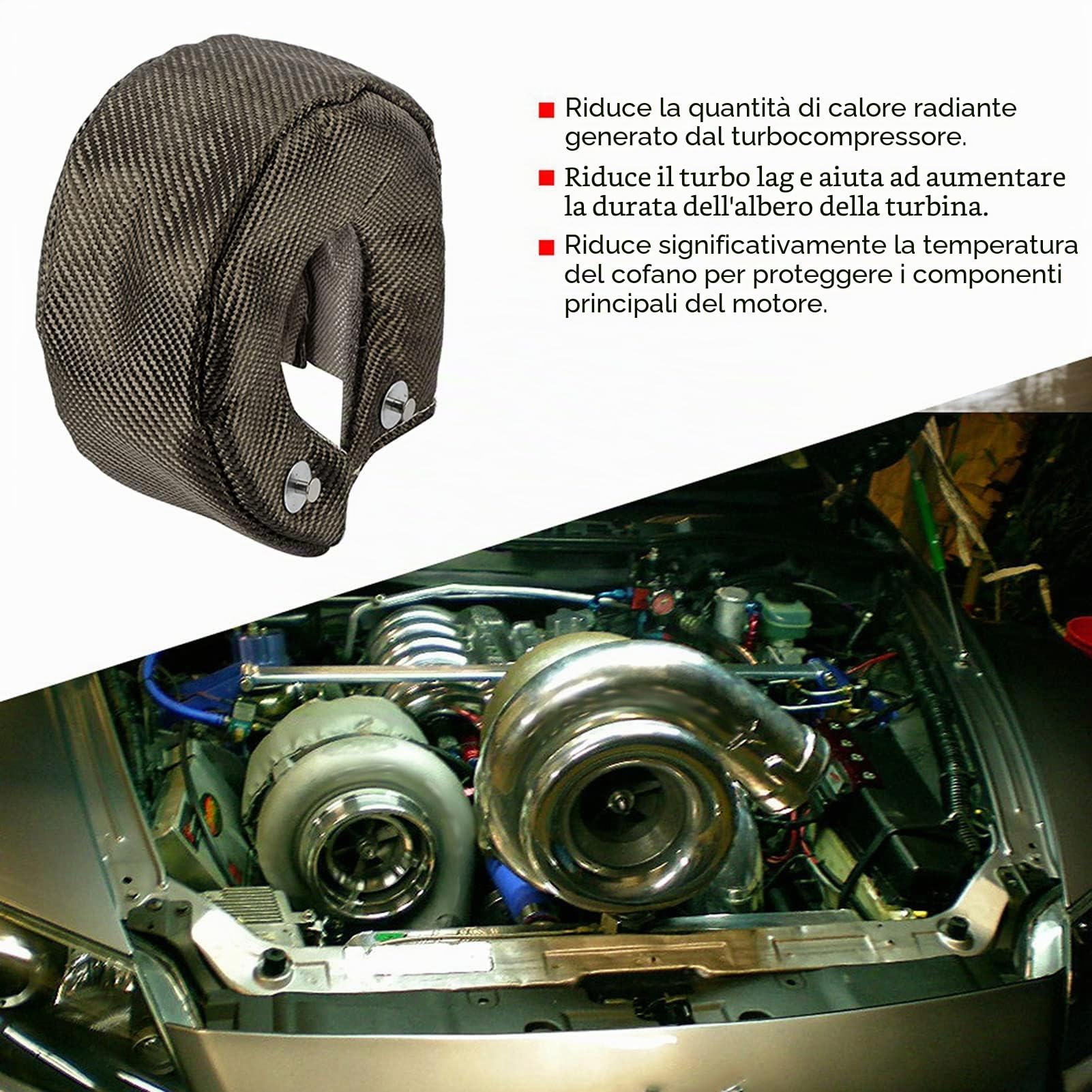 HERCHR Turbo Shield, Fibra di Vetro Singola Turbo Scudo Termico Coperta Barriera Turbo Caricabatterie Avvolgimento Protettivo per T3/GT35/GT37/GT40/GT42