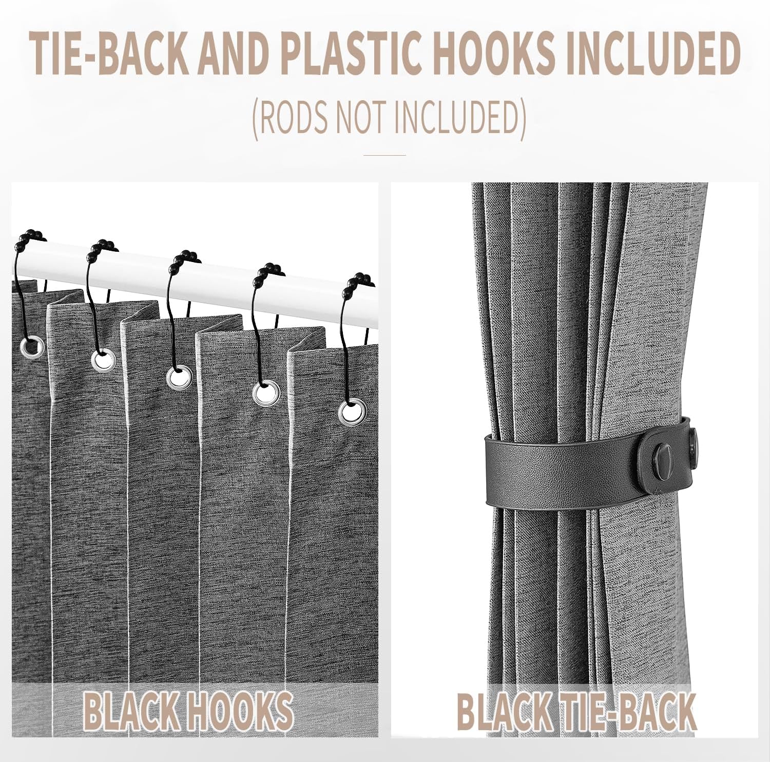 Vatge Closet Curtain for Open Closet, Pleated Folding Curtains for Doorway, Privacy Room Divider for Separation,1 Panel with Tieback, W39 x L78, Grey