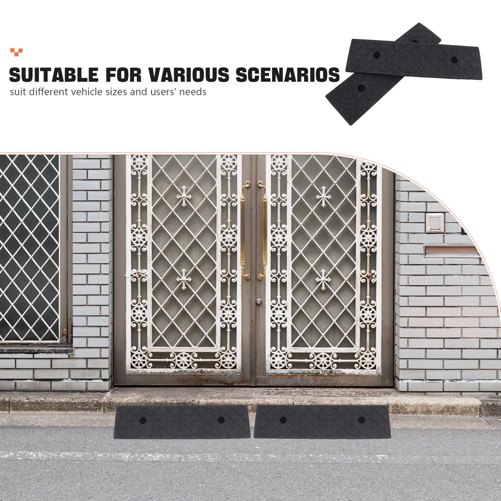 Sosoport Rampe per Auto in Plastico Nero 2 Pezzi Design Interlock e Superficie Antiscivolo per Soglie di Garage e Rampe di Accesso Domestico