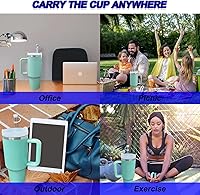 Vista 6 de 6 tapones de silicona a prueba de derrames para Stanley Cup 2.0 de 40 onzas/30 onzas, cubierta de popote Stanley reutilizable que incluye 2 tapones