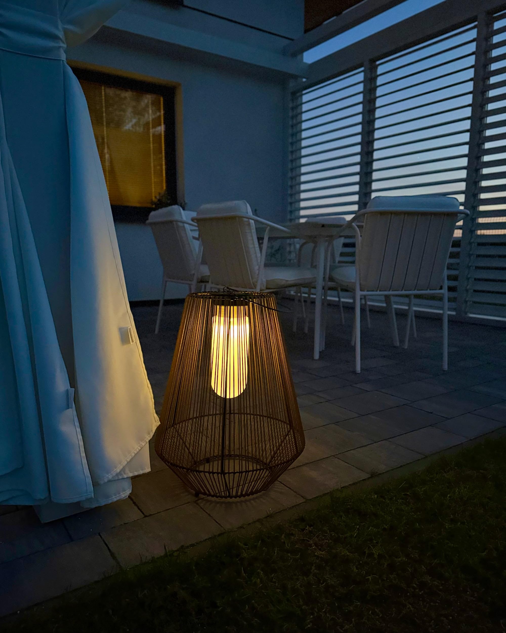 Lampion solarny energooszczędne wiszący lub stojący materiał syntetyczny naturalny Luswishi