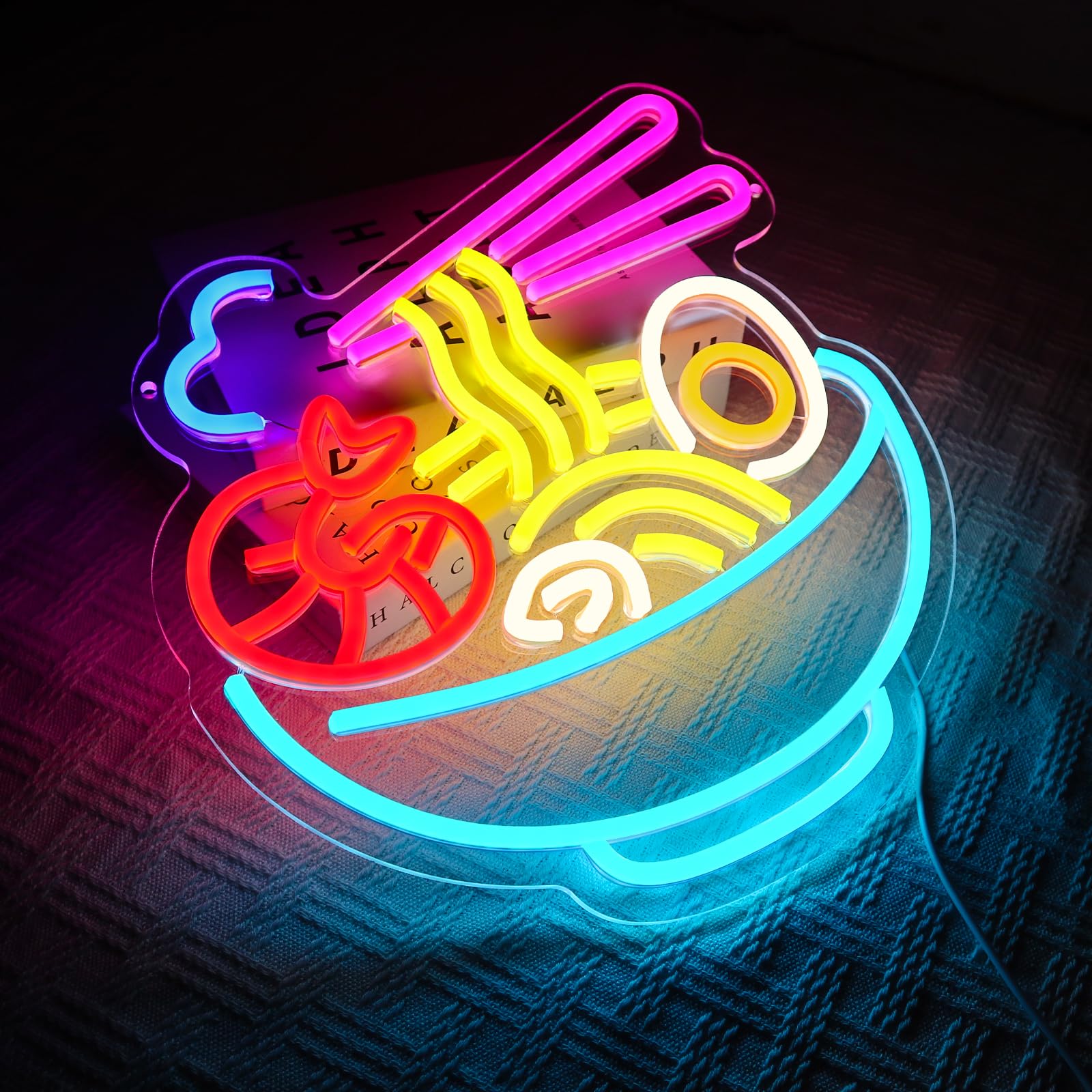 Ramen Neon Schild Bunt Led Neonschild Wand Noodles Neon Sign USB Nudeln Led Schild für Resturant Ramen-Laden Küche Snack-Bar Wohn-Esszimmer Brunch Party Home Store Geschenke