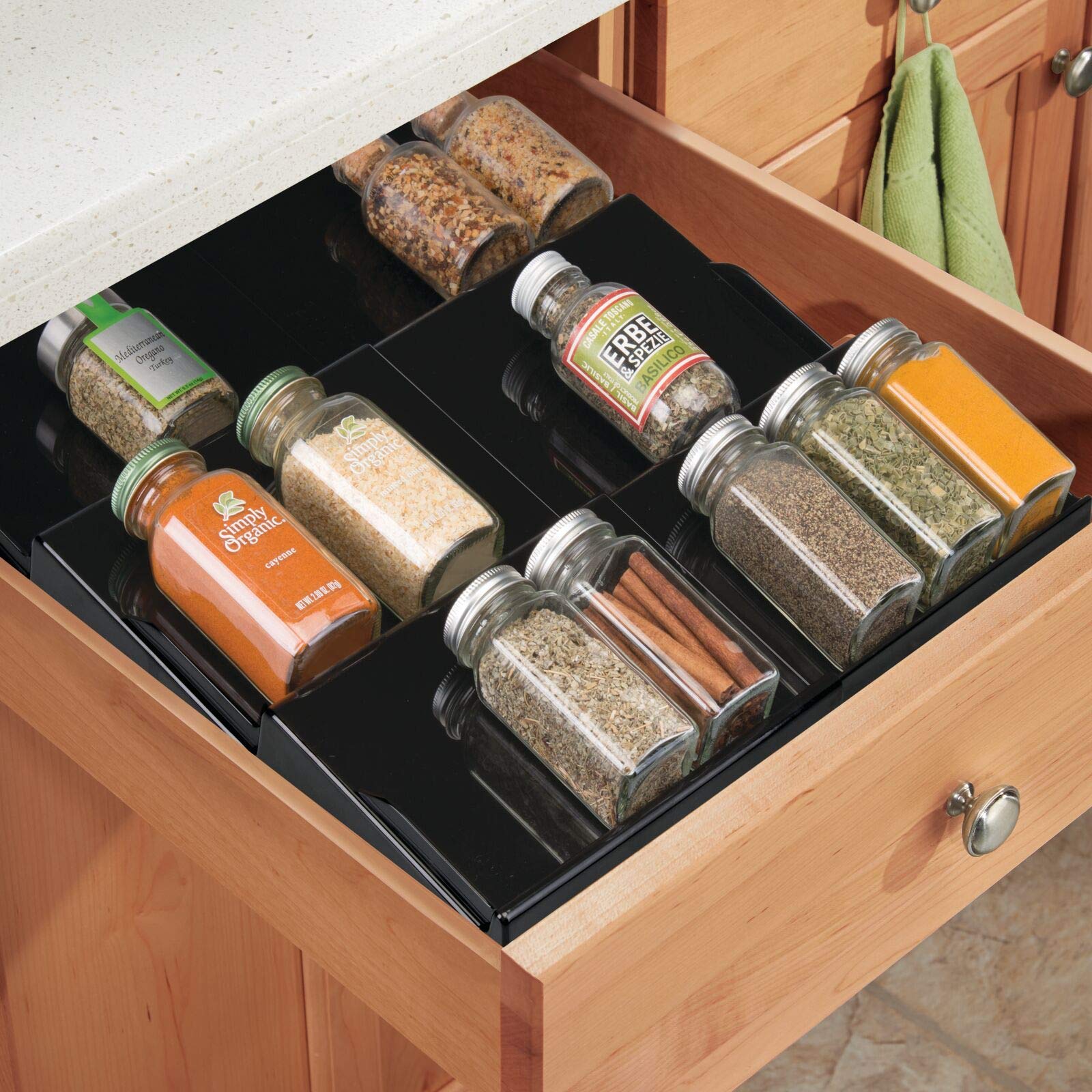 mDesign Adjustable, Expandable Plastic Spice Rack, Drawer Organizer for