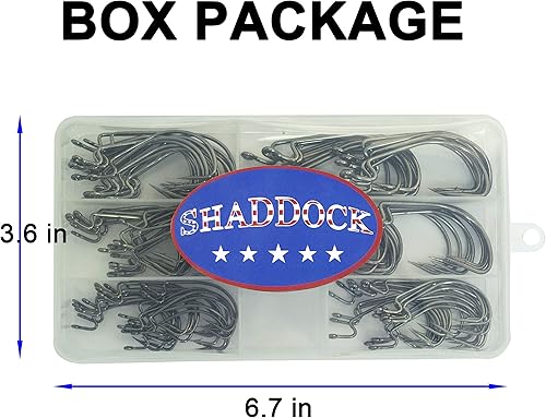 Miniatura 5 de Juego de ganchos de gusano de pesca de lubina, 120 piezas 3 ganchos de pesca compensados de acero de alto carbono, anzuelos de cebo de gusano,