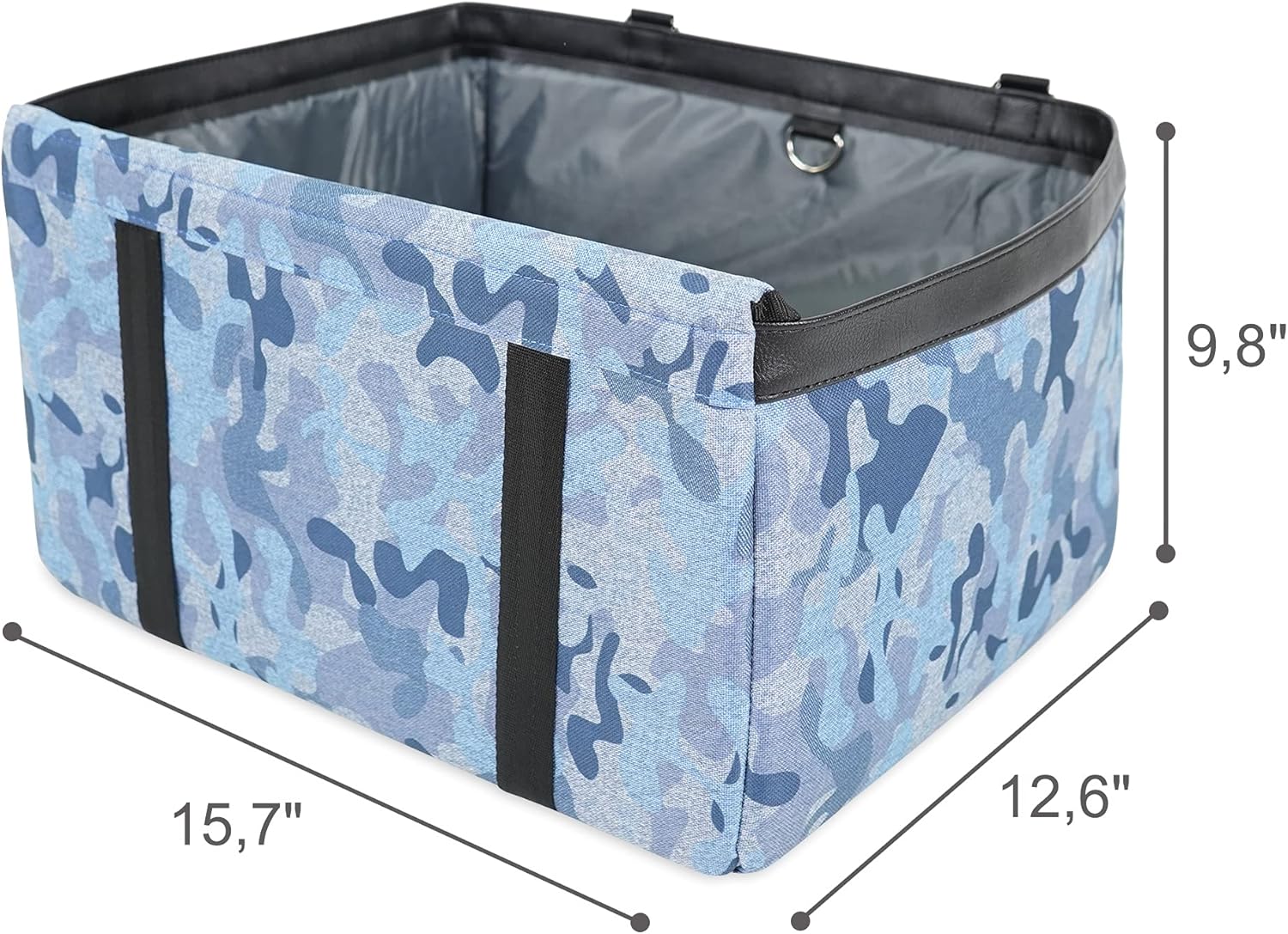 SUSSEXHOME Pets Water and Stain Proof Dog Car Seats for Small Dogs - 15.75 x 12.6 x 9.85 Inches Dog Booster Seat with Removable, Adjustable Fastening Straps - Blue-Patterned