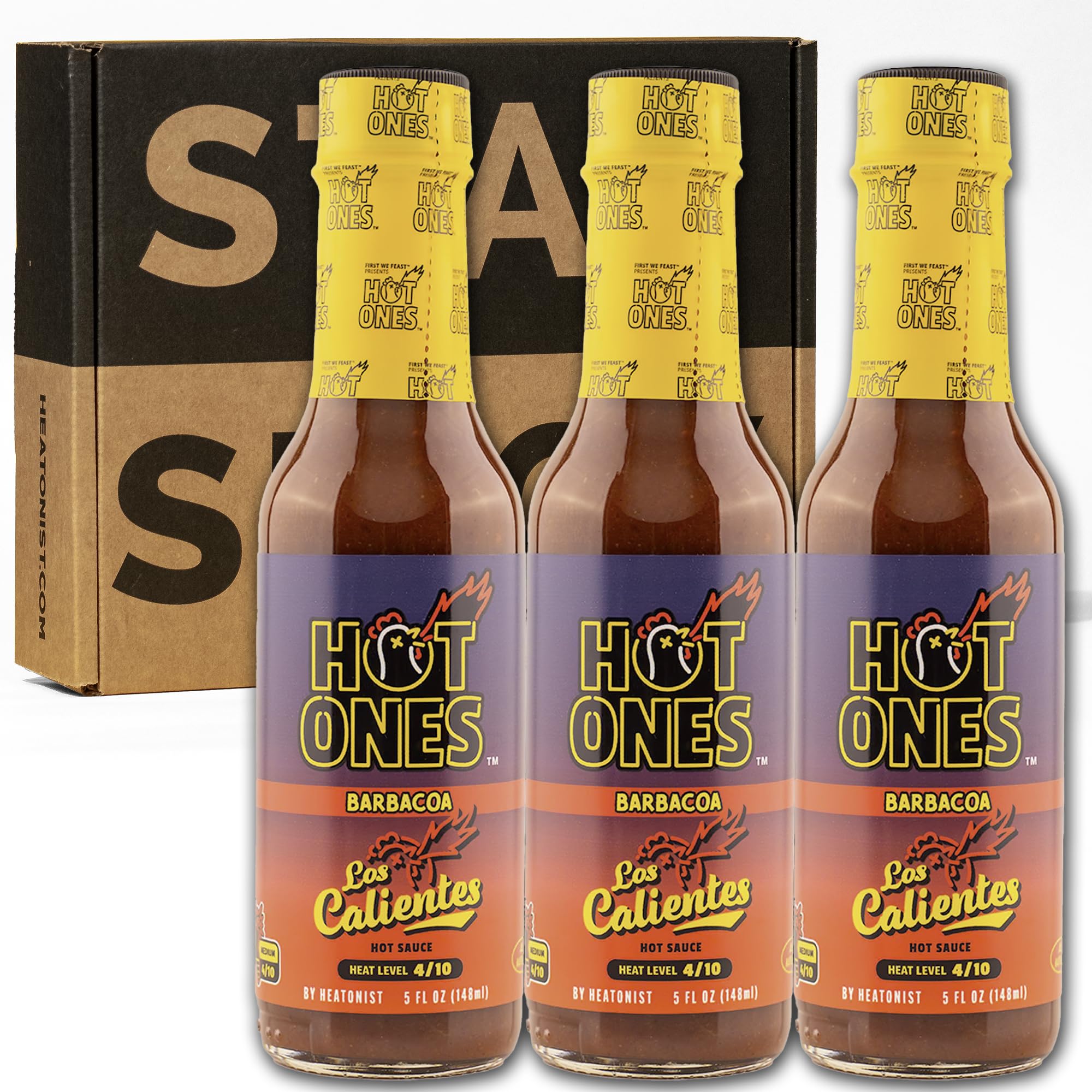 HOT ONESLos Calientes Barbacoa Hot Sauce Made With Natural Ingredients & Powerful Flavors From Smoked Red Jalapeno, Chipotle & Habanero Peppers, 5 fl oz Bottle (3-Pack)