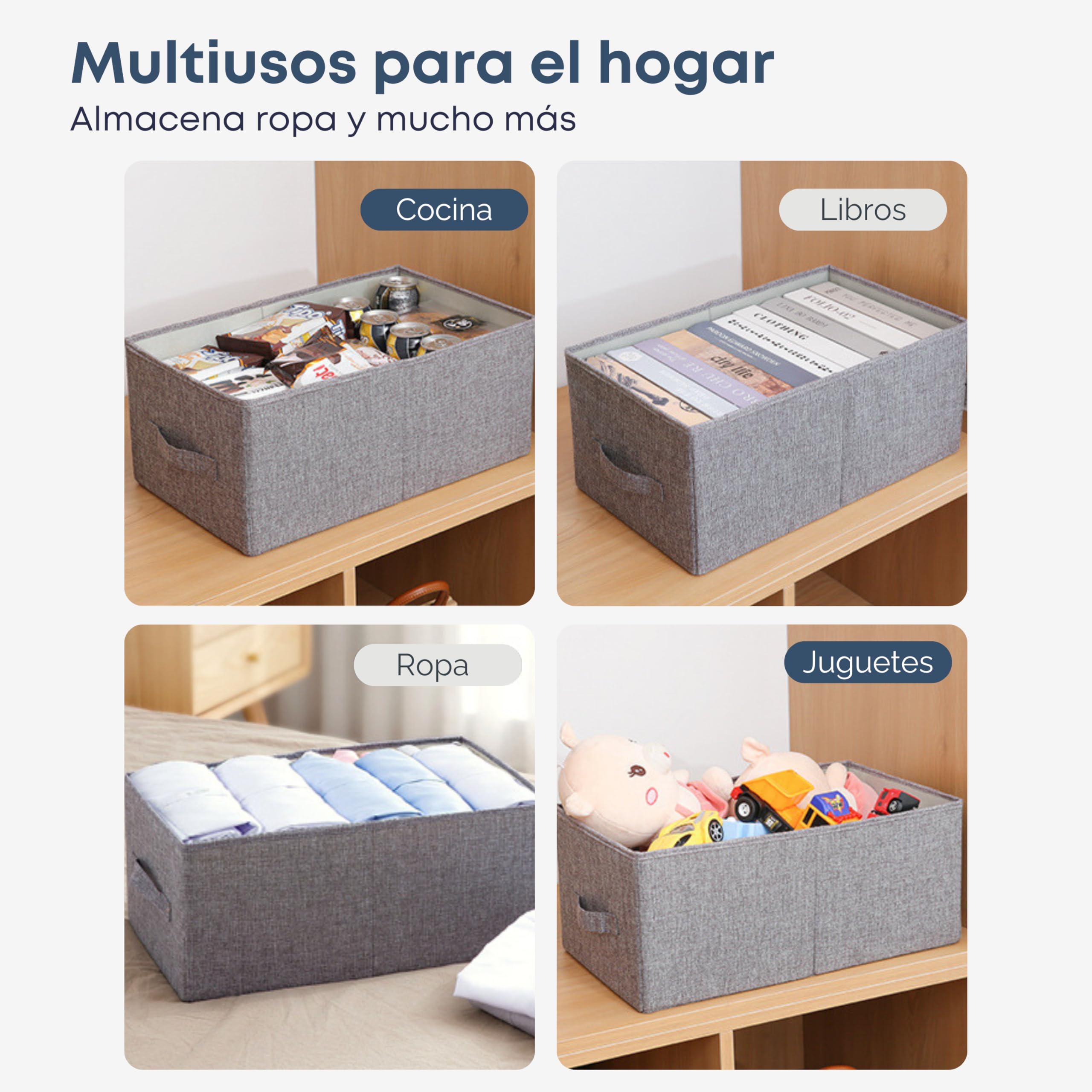 Cajas Organizadoras XL (48x30x20cm) Organizador Armario Ropa – Caja Organizadora - Ideal como Organizador Cajones y Armarios (3ud)